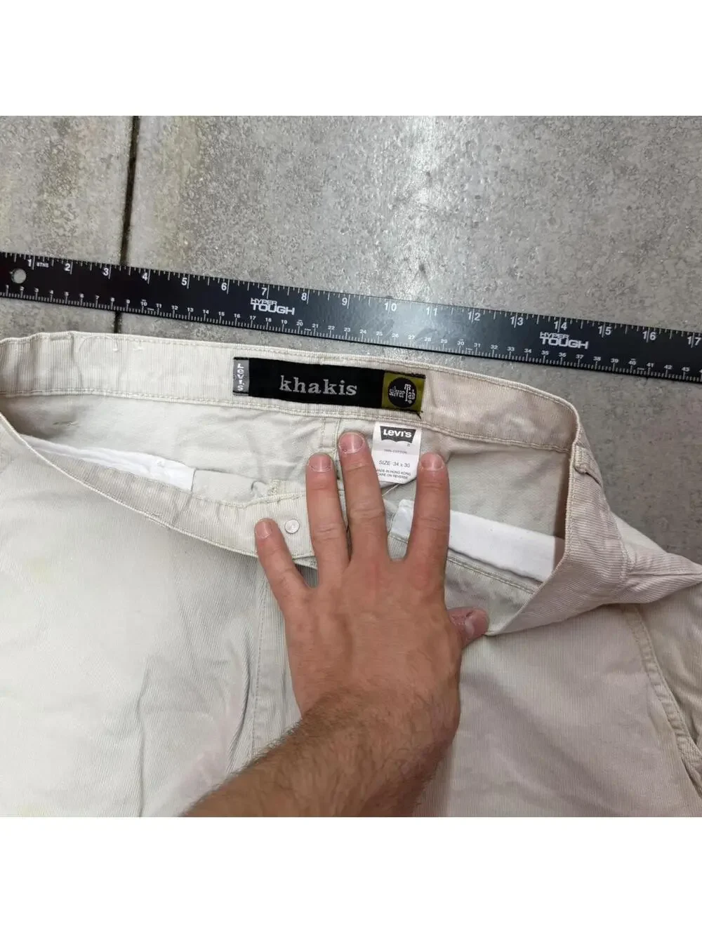 vintage levis silver tab khakis beige relaxed baggy fit cargo pants size 34 x 30